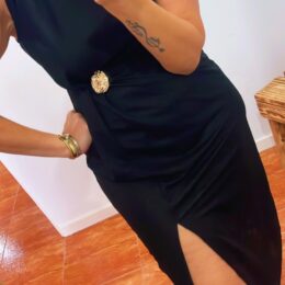 Vestido broche Negro