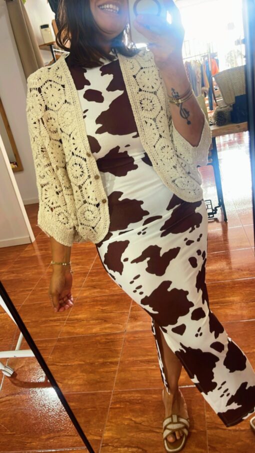 Vestido print vaca marrón
