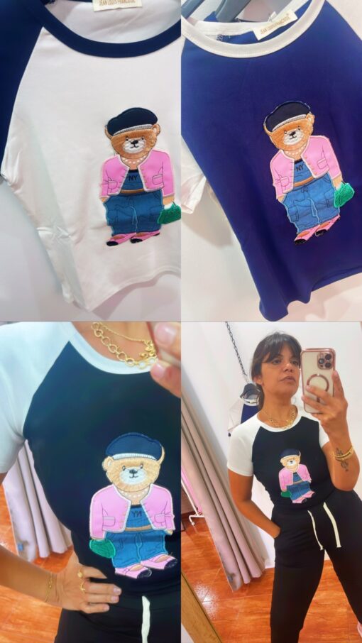 Camiseta Oso Combinada