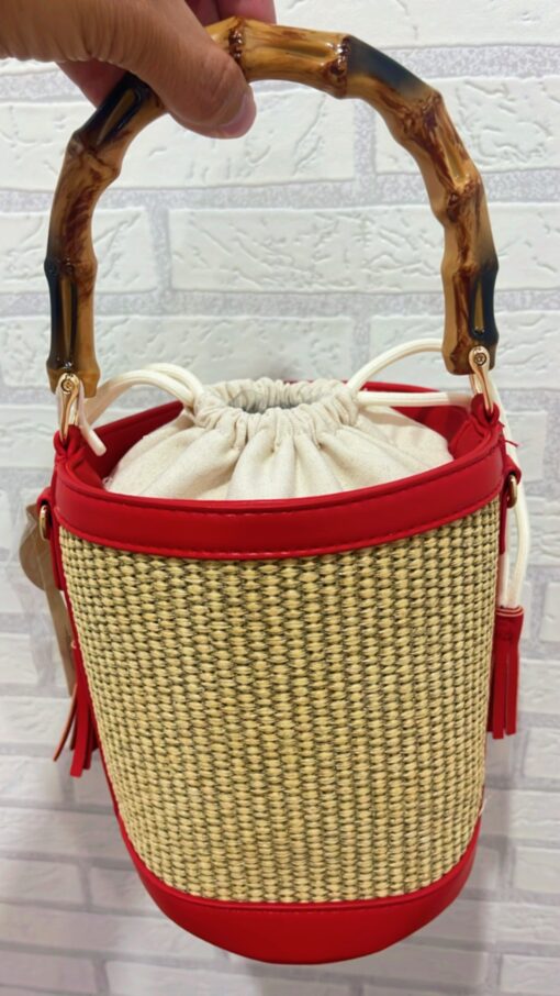 Bolso asa madera rojo
